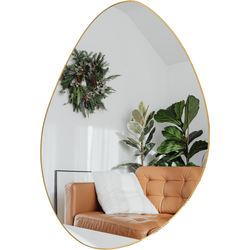MISOU Spiegel - Goud - Wandspiegel - Ovaal - Wanddecoratie - Badkamerspiegel - 60x40cm - Miroir Mural - HALO
