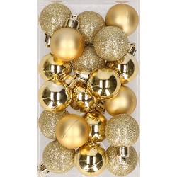 20x stuks kunststof kerstballen goud 3 cm mat/glans/glitter - Kerstbal
