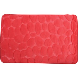 Badkamerkleedje/badmat tapijt - kiezel motief - vloermat - rood - 50 x 80 cm - laagpolig - Badmatjes