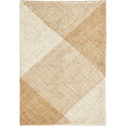 Kave Home - Geruite Maelan-vloerkleed van natuurlijke jute en katoen naturel geruit vloerkleed 160 x 2