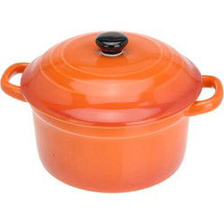 Mini stoofpannetje/ovenschaaltje - oranje - 9 cm - porselein - Ovenschalen