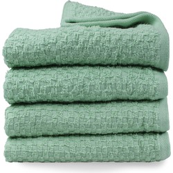 DoubleDry Handdoekenset - Popcorn Weave - 4 Stuks - 50x100 cm - 100% Katoen - OEKO-TEX Made in Green - Groen