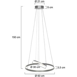 Steinhauer hanglamp Ringlux - staal - metaal - 60 cm - ingebouwde LED-module - 3514ST