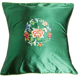 Fine Asianliving Kussenhoes Groen Bloemen 45x45cm Zonder Vulling