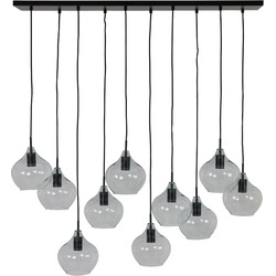 Light&living A - Hanglamp 10L 124x35x60 cm RAKEL mat zwart+helder