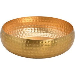 Schaal-kaarsenbord - gehamerd metaal - goud - 24 cm - Decoratieve Schaal (binnen)