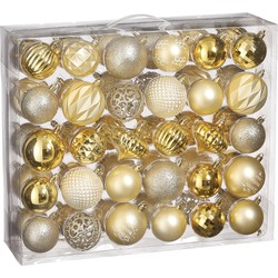 House of Seasons Plastic Kerstballen Set - 60 Stuks - Ø7 cm - Goud