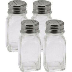 Peper en zout setje - 4-delig - vaatjes - 9 cm - glas/chrome - Peper en zoutstel