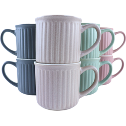 OTIX Koffiekopjes - met Oor - Set van 8 - Koffietassen - 250ml - Theemok - Aardewerk - MOSS