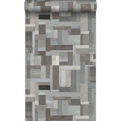 Origin Wallcoverings behang sloophout motief lichtgrijs en taupe - 53 cm x 10,05 m - 337223