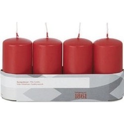 4x Kaarsen rood 5 x 10 cm 18 branduren sfeerkaarsen - Stompkaarsen
