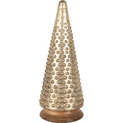 Clayre & Eef Kerstdecoratie Kerstboom Ø 17x41 cm Goudkleurig Glas Hout