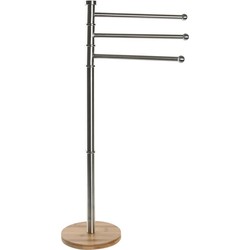 Items Handdoeken ophangrek - metaal/hout - 42x26x85 cm - zilver - Handdoekrekken