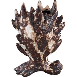 PTMD Baxon Brown glazed ceramic pot spiky border L