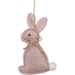 Clayre & Eef Paashanger Konijn 10 cm Roze Katoen Decoratie Hanger