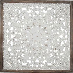 Clayre & Eef Wanddecoratie Wit Hout Bloemen