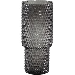 PTMD Archie Grey solid glass vase on base ribbed high