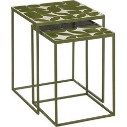 Mica Decorations Tuintafel Bologna - 38x38x48 cm - Ijzer - Donker Groen - Set van 2