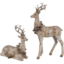 Clayre & Eef Decoratie Beeld Set van 2 Hert 20/12 cm Bruin Kunststof