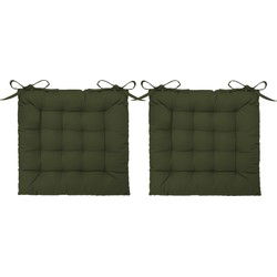 Atmosphera Stoelkussen - 6x - groen - katoen - 38 x 6 cm - zitkussen - tuinstoelkussens