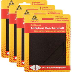 4x deltafix anti-krasvilt - knipvel - zwart - 90 x 100 mm - Meubelviltjes