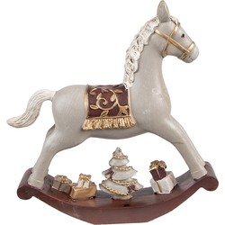 Clayre & Eef Beeld Hobbelpaard 18 cm Grijs Polyresin Kerstfiguren