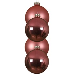 4x stuks glazen kerstballen lippenstift roze 10 cm mat/glans - Kerstbal