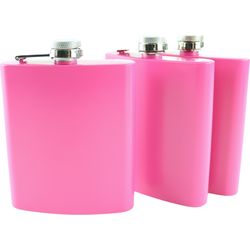 HIXA Heupfles - 3 Stuks - Flacon - Veldfles - RVS - Drinkfles - Platvink - 200ml - Roze