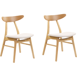 LYNN - Eetkamerstoel set van 2 - Lichtbeige - Rubberhout