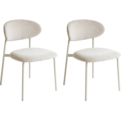 COWLEY - Eetkamerstoel set van 2 - Lichtbeige - Chenille