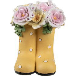 Clayre & Eef Decoratie Beeld Laars Geel Kunststof Bloemen