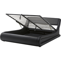 AVIGNON - Futon bed met opbergruimte - Zwart - 160x200 cm - Kunstleer
