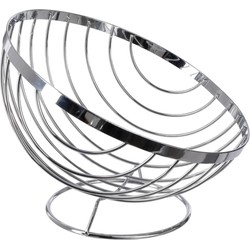 Fruitschaal/fruitmand op voet rond zilver metaal 24 cm - Fruitschalen