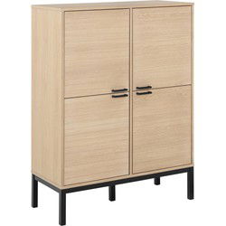 Wandkast Wit Eiken Fineer - 4-Deuren - 91x40x120cm - Eloi