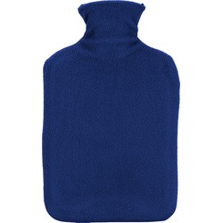 H&S Collection Warmwaterkruik - met fleecehoes - donkerblauw - 1,75L - kruik - Kruiken