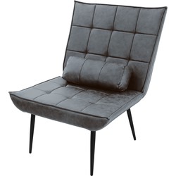 Loungestoel antraciet Gestoffeerde fauteuil met lendenkussen Relaxfauteuil ML design