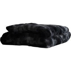 PTMD Linde Black faux fur bedspread in giftbox 220x240