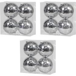 12x Kunststof kerstballen glanzend zilver 12 cm kerstboom versiering/decoratie - Kerstbal