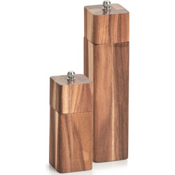 2x Peper/zout molens van hout 13 en 21 cm - Peper en zoutstel