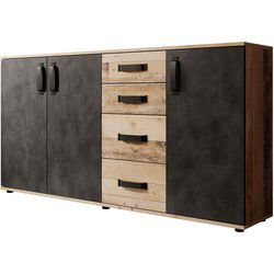 Meubella - Dressoir Montreal - Grijs - Old wood - 160 cm