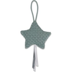 Baby's Only Gebreide decoratie hanger ster Robust - Decoratieve accessoires - Stonegreen - Met ophanglusje