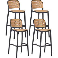 PLOSE - Barkruk set van 4 - Beige/Zwart - Kunststof
