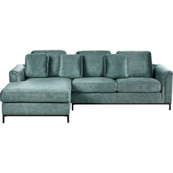 Beliani OSLO - Hoekbank-Blauw-Fluweel