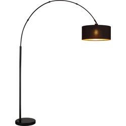 ARAM Vloerlamp zwart, 1xE27 excl, incl kap zwart + goud