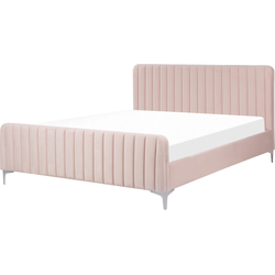 LUNAN - Tweepersoonsbed - Pastelroze - 160 x 200 cm - Fluweel