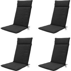 Madison -  Tuinstoelkussen Hoge Rug Black canvas eco+ - Ca. 120x50 cm - Set van 4