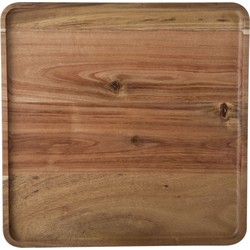 Houten dienblad met opstaande rand 26 x 26 cm vierkant - Dienbladen