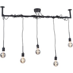 Hanglamp Bar 5-lichts Zwart 120cm