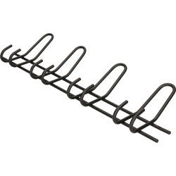Wandkapstok - zwart - 4 haaks - metaal - 53 x 16 cm - kapstok - Kapstokken