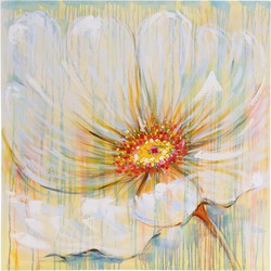 Cosmo Casa Olieverfschilderij - Witte Bloem - 100% Handgeschilderd - Muurschildering - Schilderij XL - 100x100cm